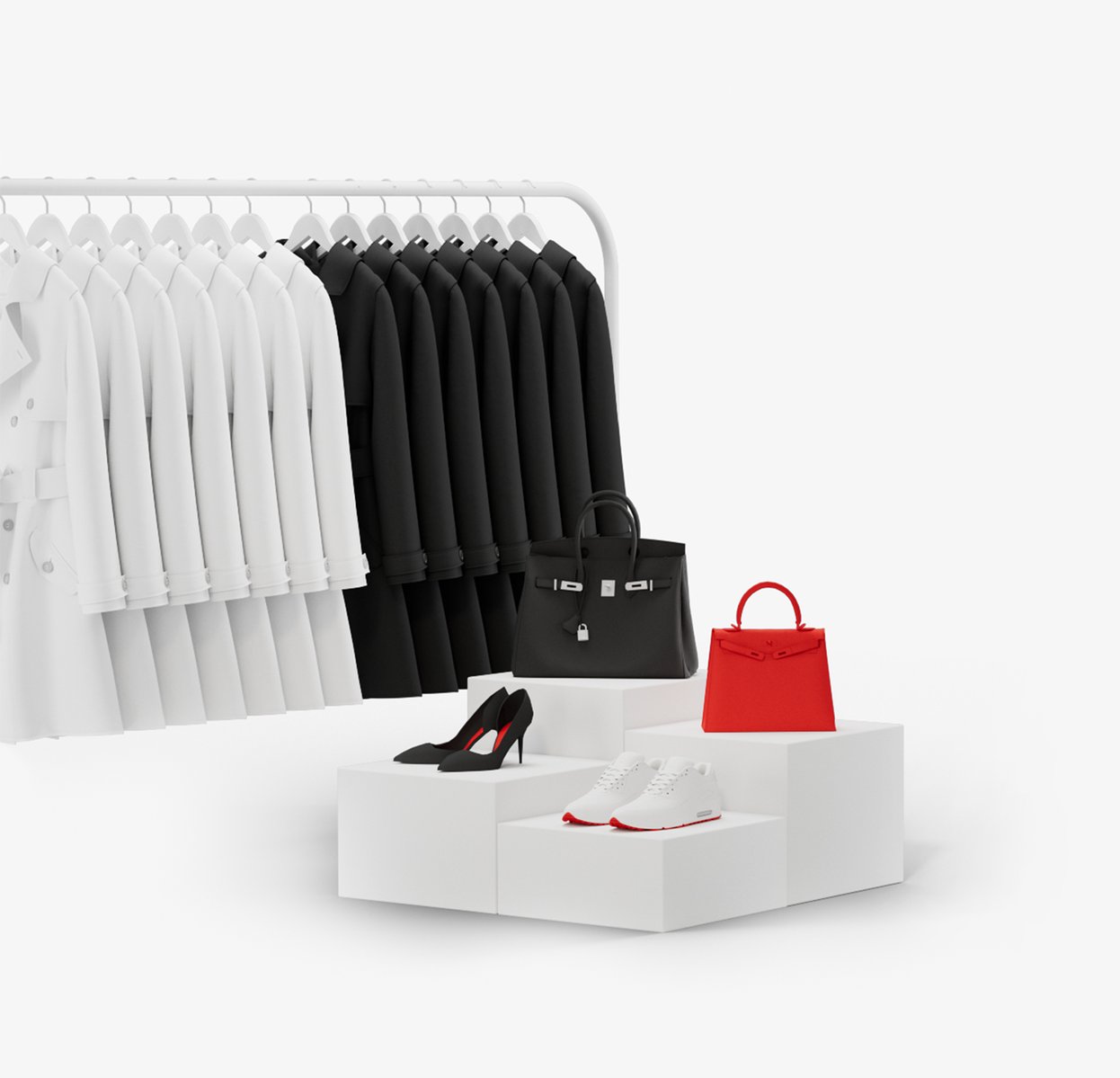 611a2d5e0068ecf342f02de7_Retail white and black coats on a hanger