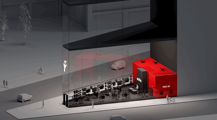 An AutoStore in-store retail concept from exterior