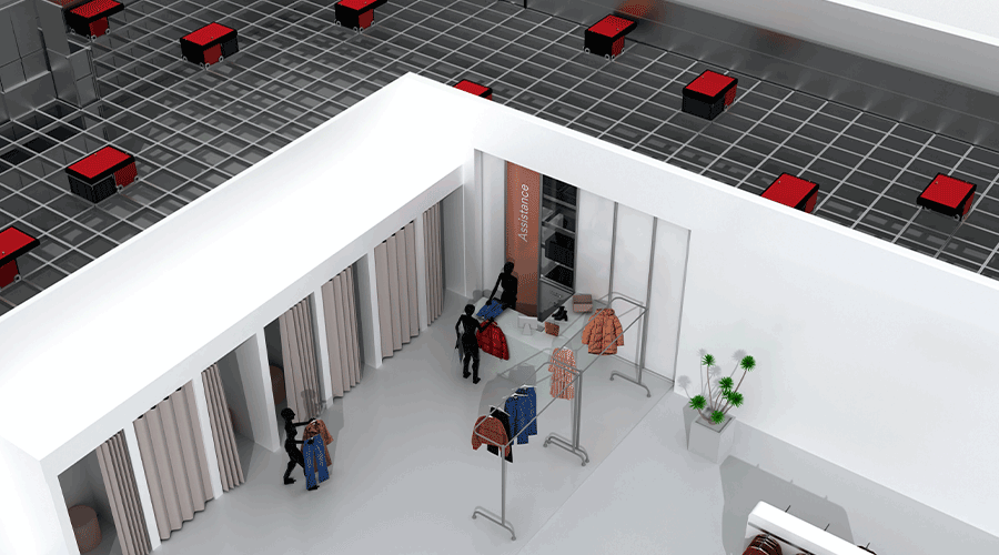 An AutoStore in-store retail concept from the interior