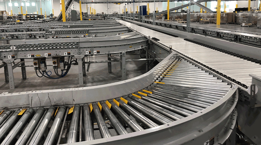 A warehouse shoe sorter. Image.